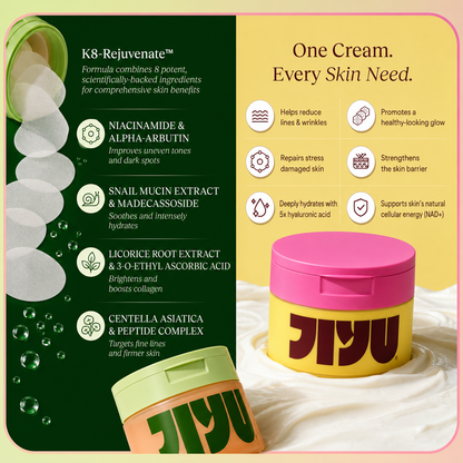 JiYu Daily Toner Pads and NAD+ Cream set with ingredient and skincare benefit callouts